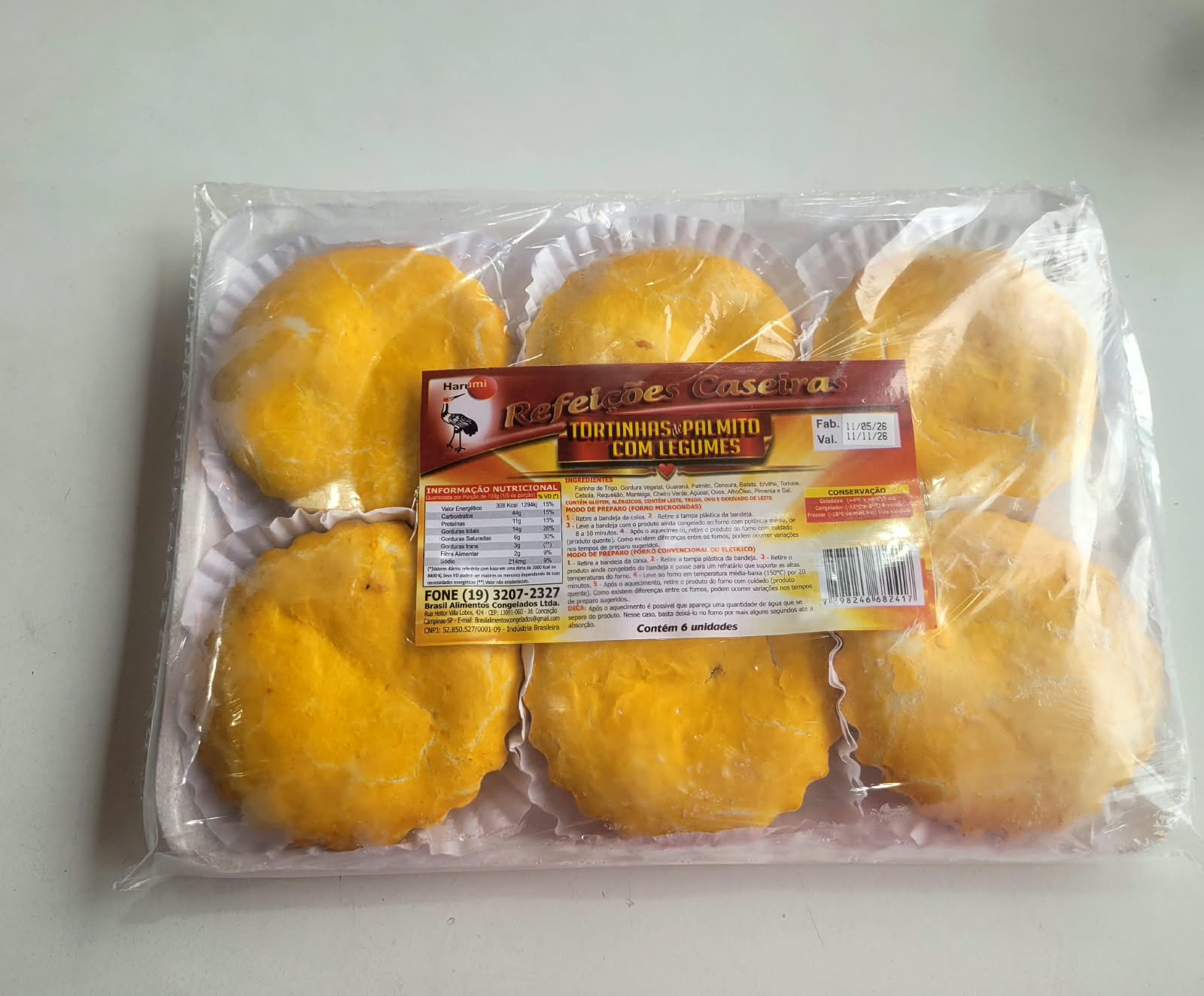 Tortinha Palmito com Legumes ( 6 unidades)