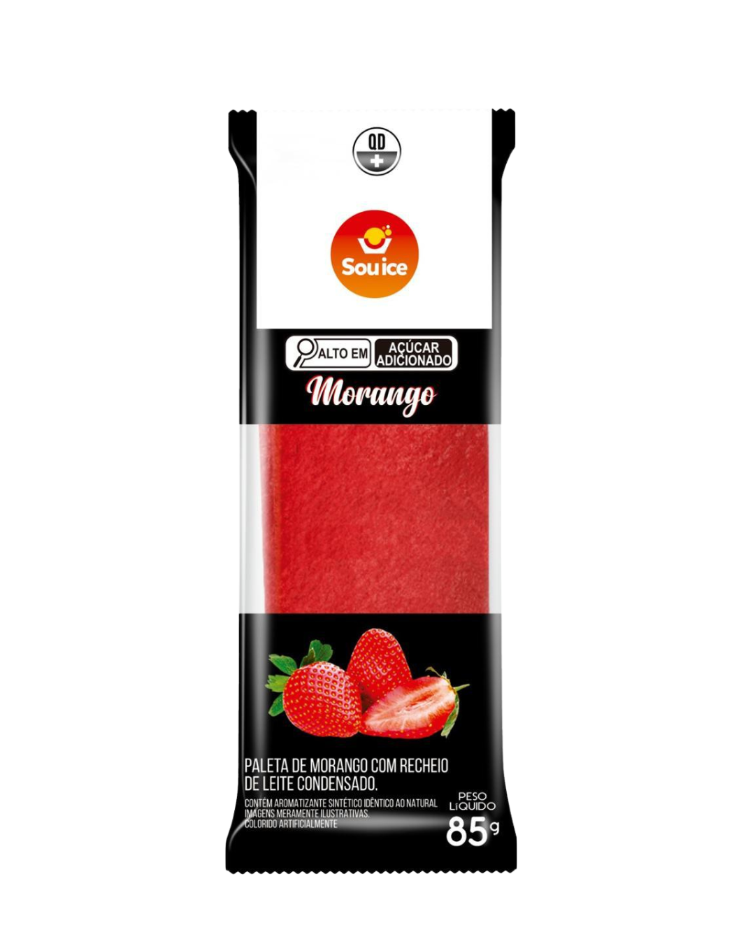 Paleta Morango com Leite Condensado